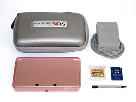 Nintendo 3DS Pearl Pink Console CTR-001 USA Bundle w/ New Super Mario Bros. 2!