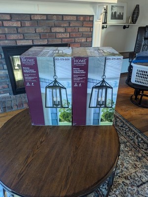 Home Decorators Blakeley Outdoor Deck Hanging Lights: Black, 18'' - Lot of 2  