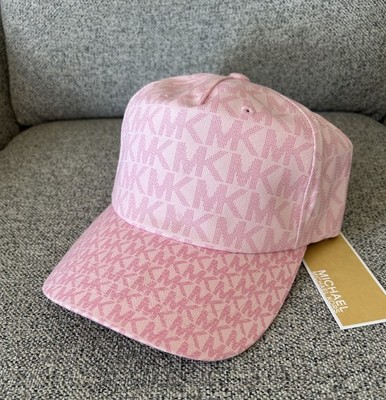 New! Michael Kors MK Logo Baseball Hat Pink Repeat Signature 