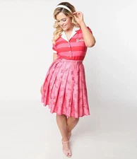 Unique Vintage Barbie Pink Collins Wrap Swing Pleated Skirt M