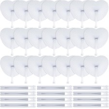 60 Pack Decorative Folding Hand Fans Handheld Heart Wedding Foldable Fan Chin...
