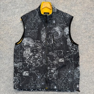 HUF World Wide Nicolet Vest Exploration Jacket Mens Medium Space Explorer Fleece