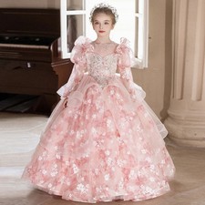Pink Princess Dress Girls Birthday Party Gown Pageant Host Performance Skirts