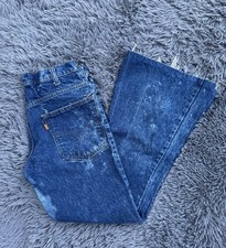 Vintage Levi 28x28 Orange Tab Bell Bottom Talon Zipper Stains -see photos 