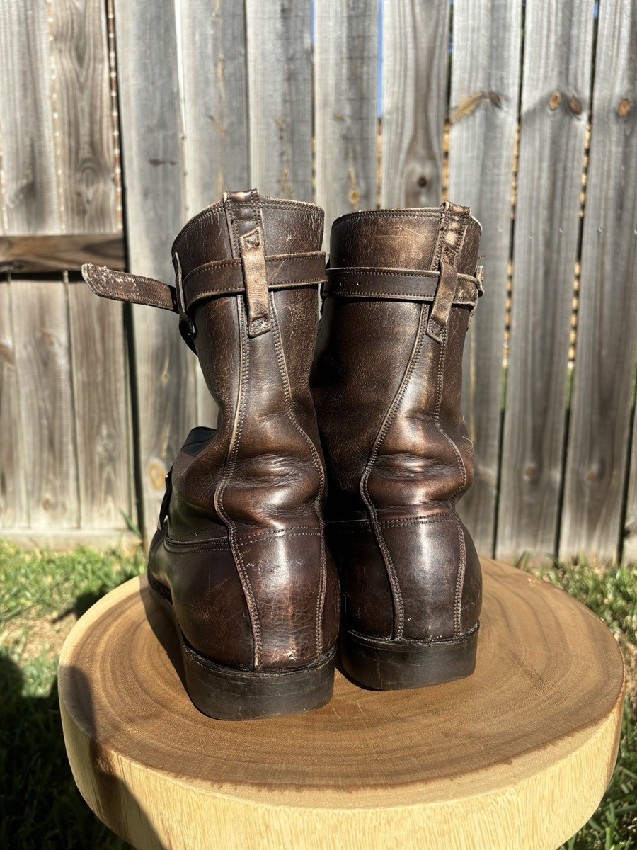 Vintage Dehner Tank Tanker Strap Boots Brown Motorcycle NASA PILOT