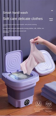 8L Portable Small Foldable Washing Machine with Spin Dryer For Socks Underwear P