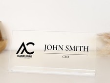Custom Desk Nameplate, Personalized Acrylic Office Name Plate, Coworker Office