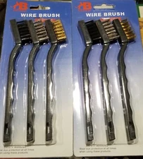 2 Packages of Wire Brush 3pc Set. Nylon, Brass and Stainless 7" 