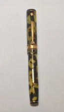 Late 20's Wahl Eversharp Decoband Gold Seal Fountain Pen Pearl / Black 14k Nib