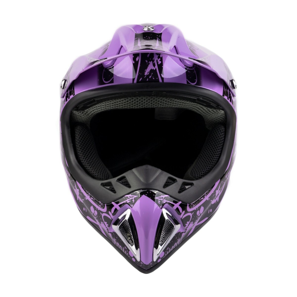 Adult Purple Motocross Helmet Combo Gloves Goggles DOT Off