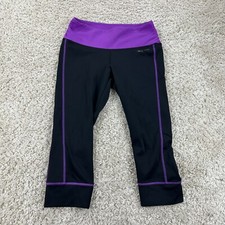 New Balance Womens Size Small Cropped Capri Leggings Black Purple