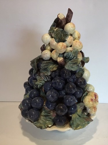 Vintage Italian Majolica Midcentury Grape Bunch Ceramic Topiary Centerpiece - Picture 12 of 12