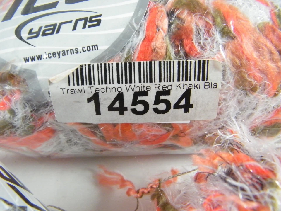 16 HILOS ~ HILOS DE HIELO ~ "TRAWL TECHNO" BLANCO ROJO CAQUI NEGRO # 14554 Foto 2 de 4