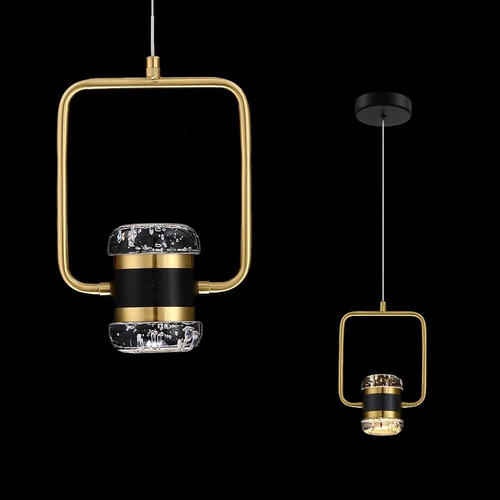 M77 Modern Brass Pendant Light, Crystal Dimmable Hanging Light Fixture 15W LED