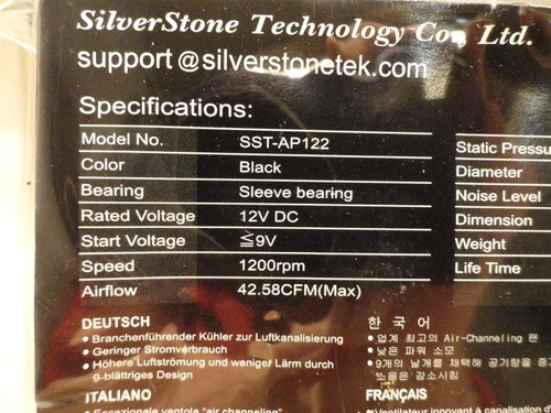 SILVERSTONE PÉNÉTRATEUR D'AIR SILENCIEUX 120 MM X 25 MM CANALISATION D'AIR ORDINATEUR VENTILATEUR SST-AP - Photo 7/7