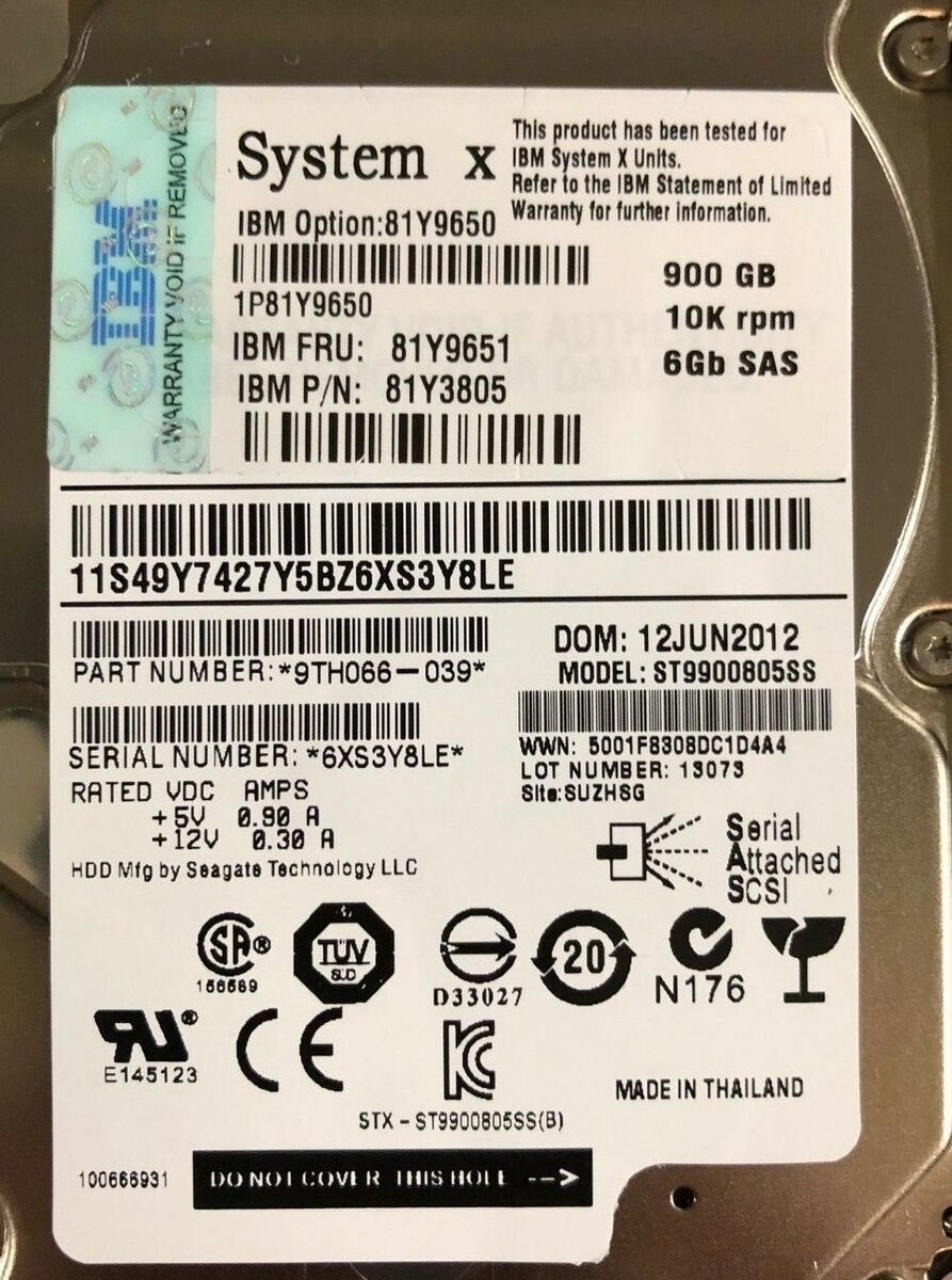 IBM 81Y9651 900GB 10K 6GBPS SAS 2.5インチ HS HDD - 81Y9650 81Y9650 81Y9651 900GB 10k 6Gbps SAS 2.5-inch hard drive | eBay