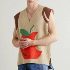 JW Anderson -Printed ribbed wool vest ~ XL