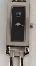  ESQ SWISS ESQUIRE  Women's Black Dial RECTANGLE  Stainless Steel  Water Resista