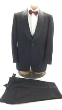 AFTER SIX MEN'S BLACK WOOL 4 PC TUXEDO SUIT 42L 34 X 31 PANTS