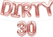 Rose Gold Foil Balloon Letters Birthday Party Banner with 30Th Birthday Decorati