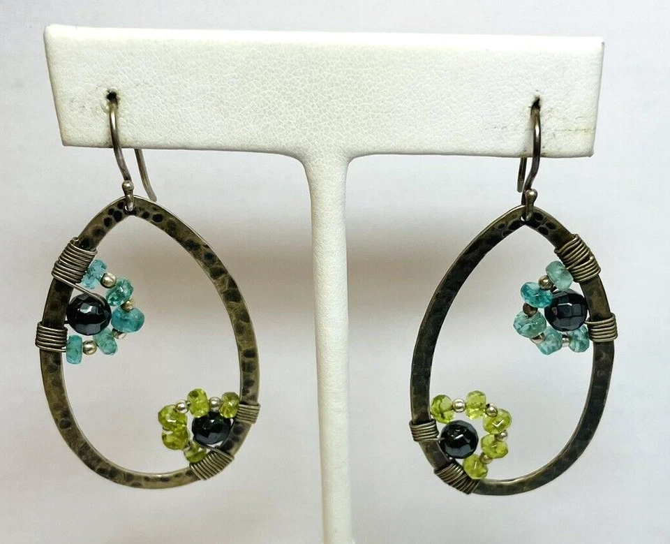 Silpada Sterling 925 Silver Hematite Peridot and Apatite Dangle W2216 Earrings - Image 3 of 4