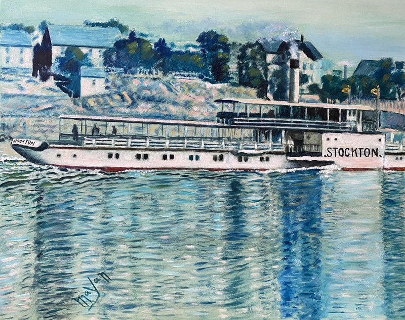 Earl Mayan Oil Painting of the Boat Stockton