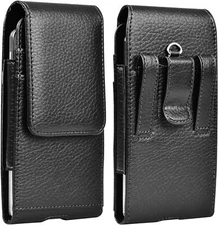 Cell Phone Holster Pouch for iPhone Samsung Leather Wallet Case With Belt Clip