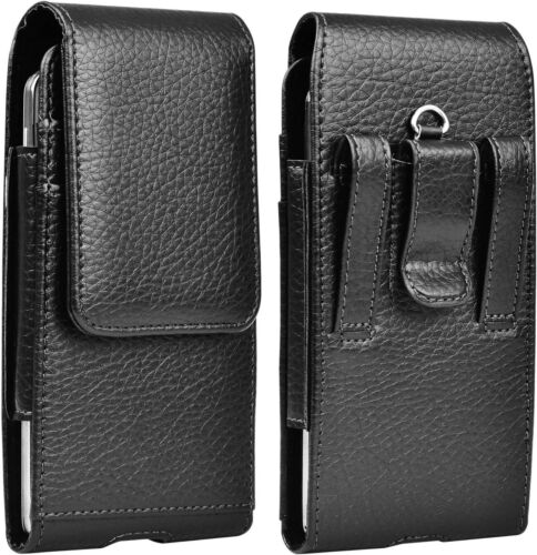 Cell Phone Holster Pouch for iPhone Samsung Leather Wallet Case With Belt Clip - Picture 1 of 23