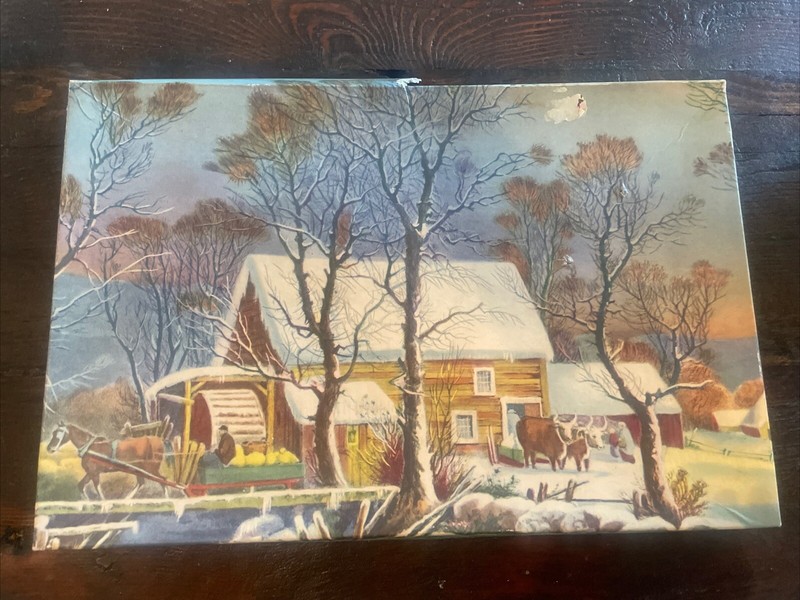 VERY VINTAGE Gift Box w/Winter Scene for Shirt (or the Like) - About 9” x 14”