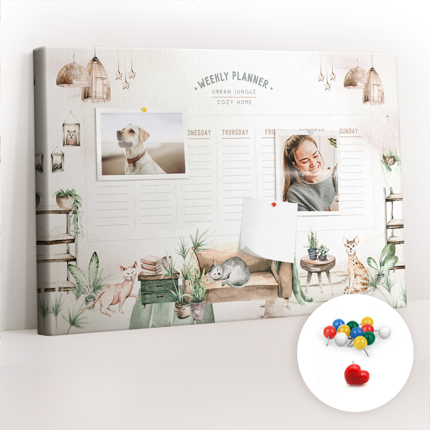 Tablero de Corcho Calendario escolar Horario 100x70 Planificador casa