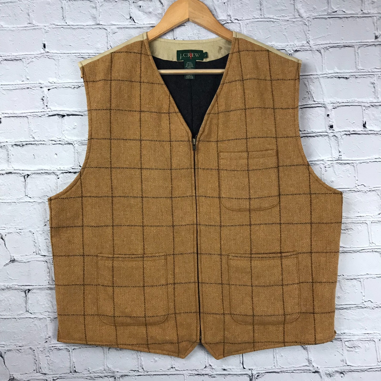 Vintage J Crew Mens Vest Large Brown 