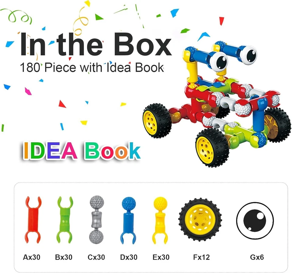 STEM Building Toys 180 pcs Educational Learning Toys  with Large Storage Box - Image 3 of 4