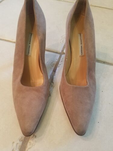 Philippe Model classic nude leather made in  italy heels size 36.5 N US 6.5 - Afbeelding 1 van 7