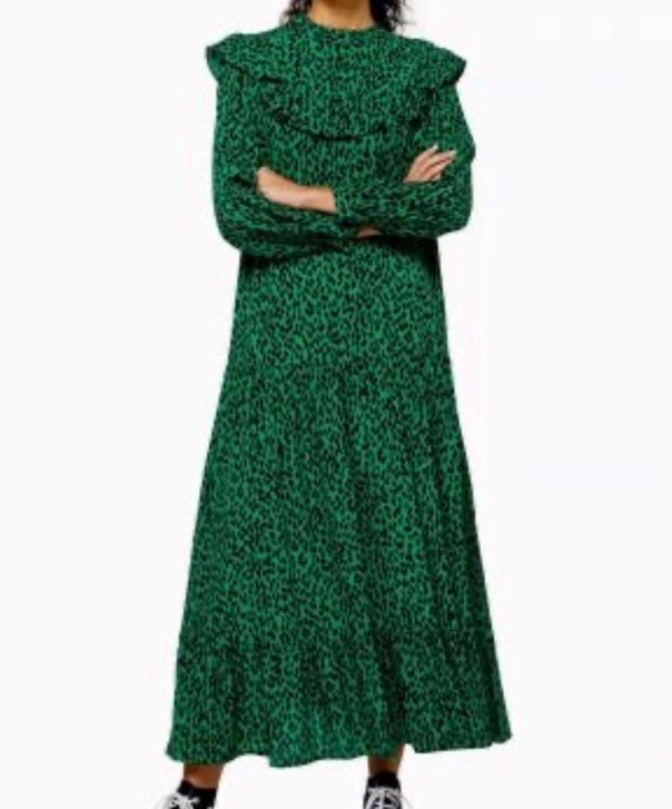 TOPSHOP Green Animal Print maxi Dress with cut out back Size 4 (BNWT) TOPSHOP Green Animal Print maxi Dress with cut out back Size 4 (BNWT)