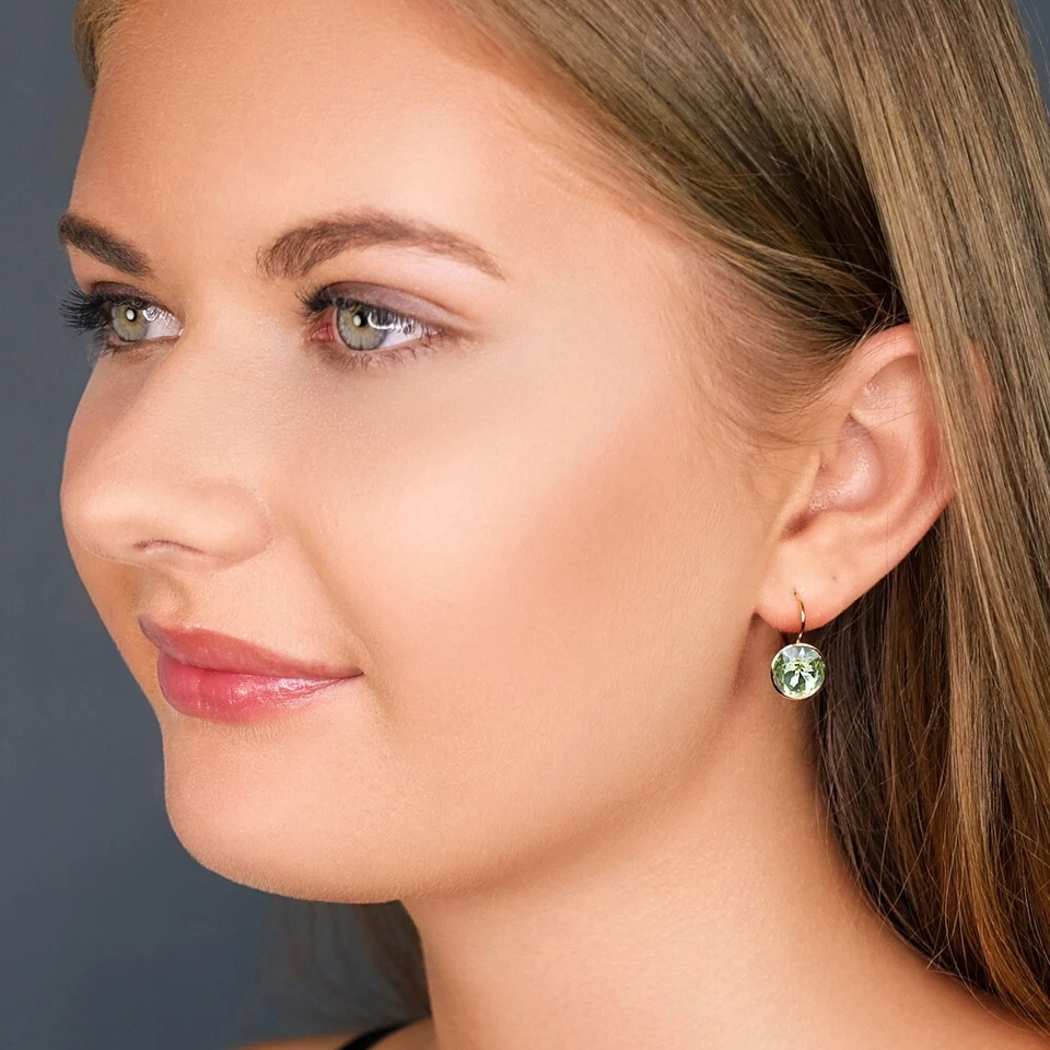 NOBEL SCHMUCK Ohrringe Gold Marken Kristallen Hellgrün 925 Sterling Silber - ... - Bild 2 von 4