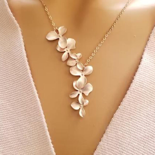 Fashion 925 Silver Flower Pendant Necklace Clavicle Chain Women Wedding Jewelry