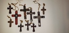 10 PC LOT VTG HOBBY LOBBY COWBOY CROSS WESTERN ORNAMENTS COWGIRL RESIN 2" & 4" 