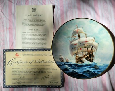 Vintage Columbus Discovers America ''Under Full Sail'' Collector's Plate