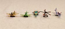 5 Vintage Micro Aircraft--1 Chopper, 1 747 Jet, 1 F18 Jet  2 Propeller Aircraft