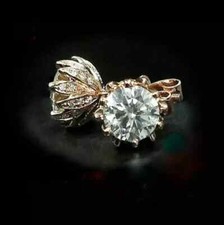 2.00Ct Round Cut Real Moissanite Solitaire Stud Earrings 14K Rose Gold Plated