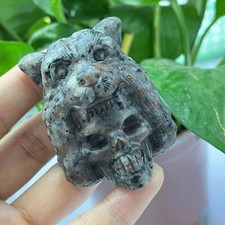 1pc Yooperlite/Natural flame stone bear carved Quartz Crystal animal skull 2
