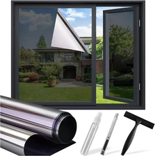 One Way Privacy Window Film - Reflective Sun Blocking Window Tint Clings for Day
