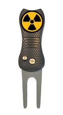 Radiation Hazard Golf Ball Marker w/ Switchblade Divot Tool Radioactive Fallout