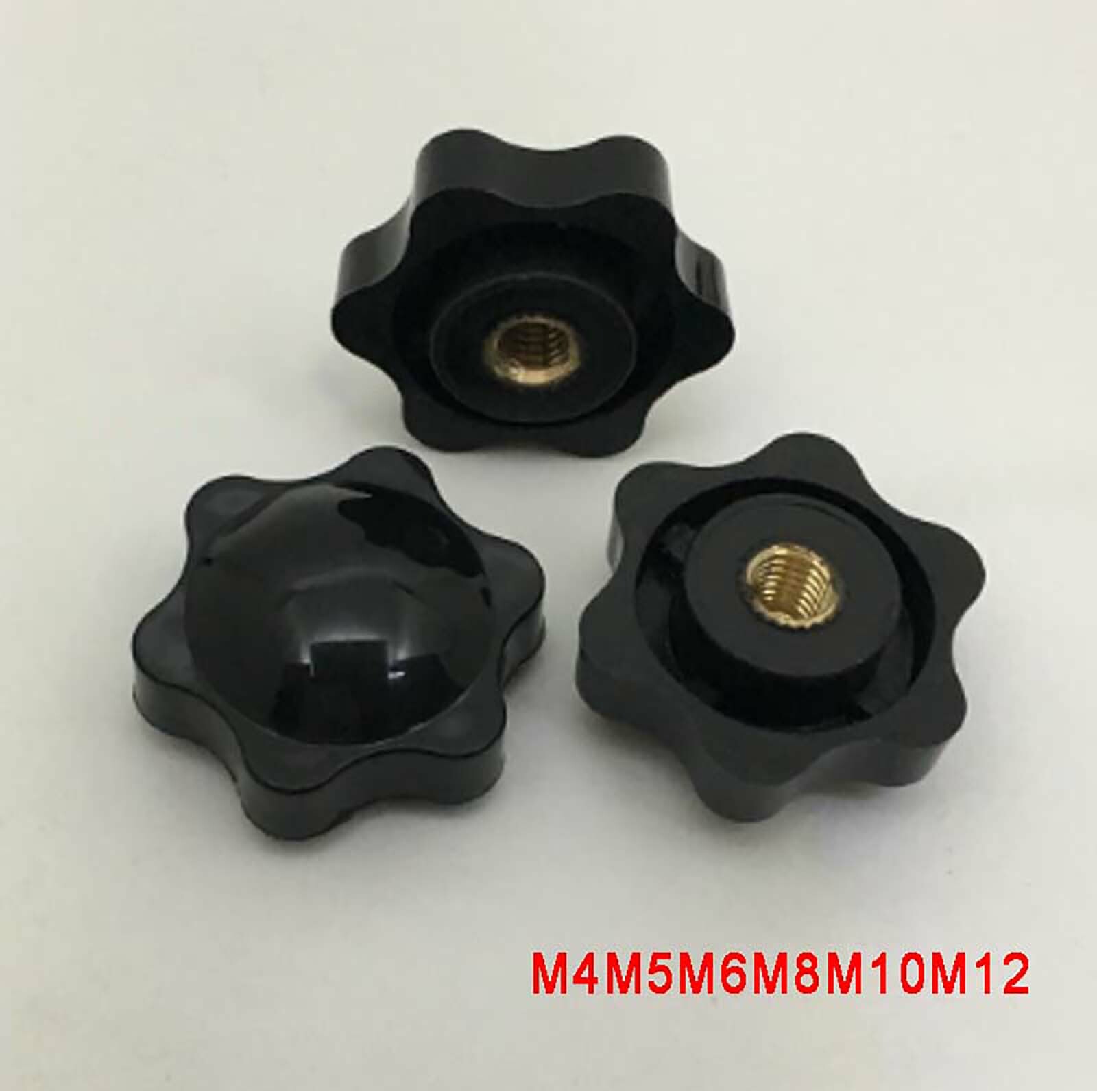 M4/5/6/8/10/12 Sixpetal Flower Black Plastic Thumb Nuts Fit Thumb