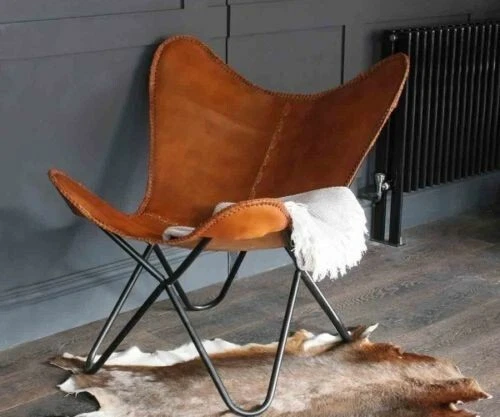 Vintage Classic Leather Butterfly Chair cover Sleeper Seat Home Decor Furniture - Image 4 of 4