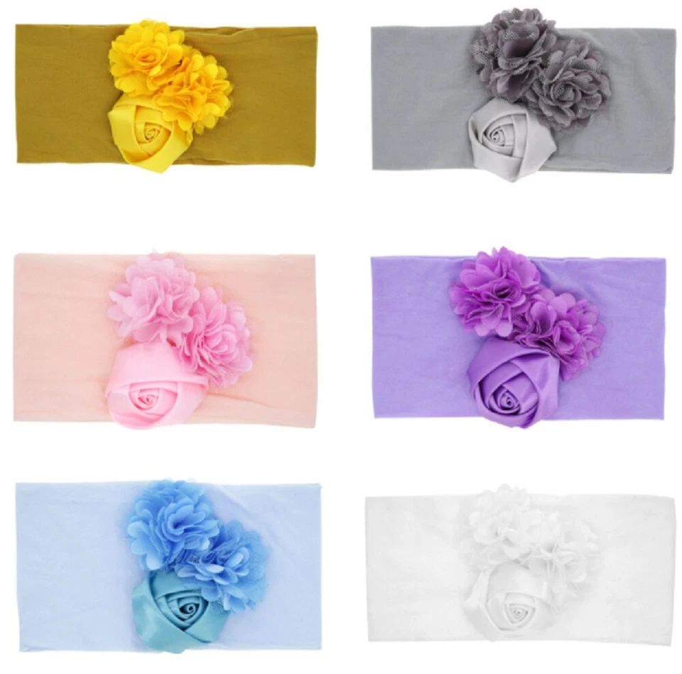 6-Pack Baby Girl Headbands Set – Toddler Lace Bow & Flower Hair Bands Accessory - Image 3 of 4
