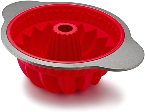 Non-Stick Silicone Pound Cake Pan, Durable Fluted Mold, Heavy-Duty Steel Frame