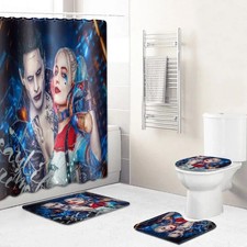 Harleyy Quinn 4 PCS Bathroom Set Shower Curtain Set with Mat Movies Fan Gift