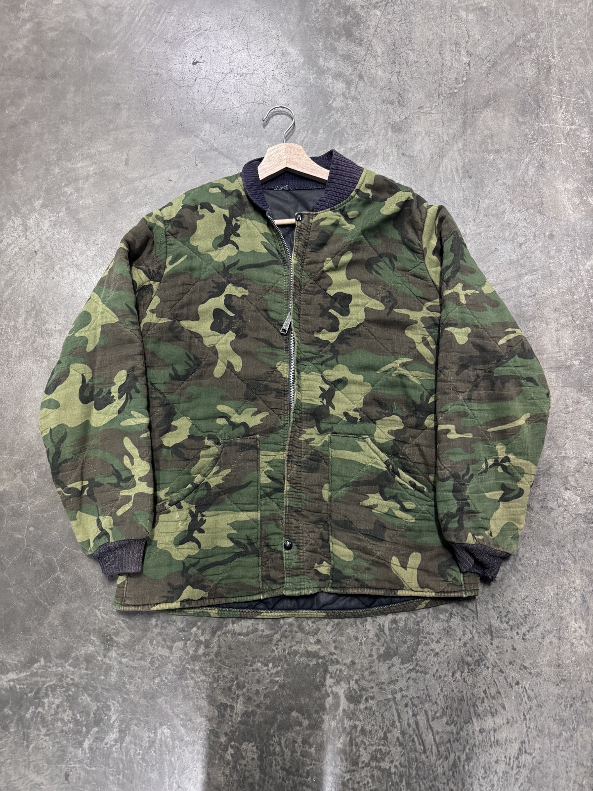 1960s Vintage Camo Quilted Zip Up jacket Mens Size Large