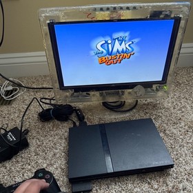 Sony PlayStation 2 Slim Black Console Bundle Controller Cords 1 Game Tested